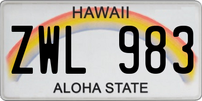 HI license plate ZWL983
