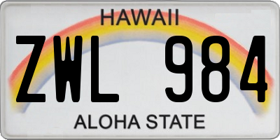 HI license plate ZWL984
