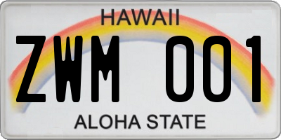 HI license plate ZWM001