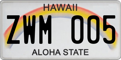 HI license plate ZWM005