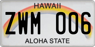 HI license plate ZWM006