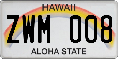HI license plate ZWM008