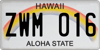 HI license plate ZWM016
