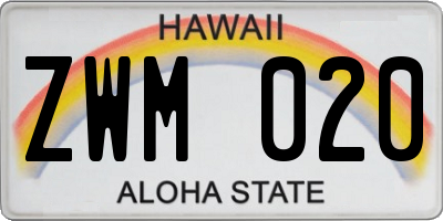 HI license plate ZWM020