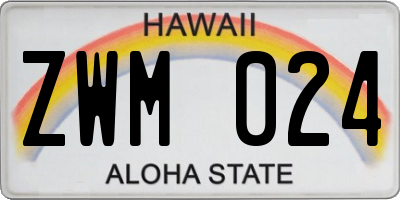 HI license plate ZWM024