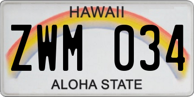 HI license plate ZWM034