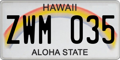 HI license plate ZWM035