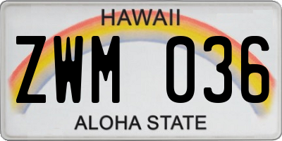 HI license plate ZWM036