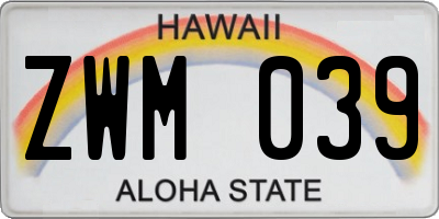 HI license plate ZWM039