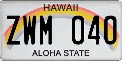 HI license plate ZWM040