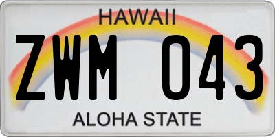 HI license plate ZWM043