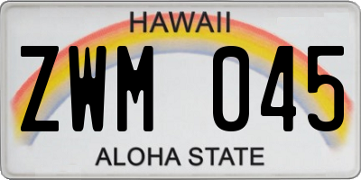 HI license plate ZWM045