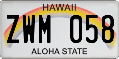 HI license plate ZWM058