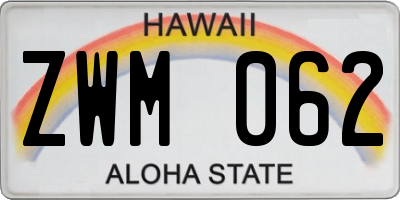 HI license plate ZWM062