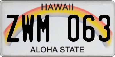 HI license plate ZWM063