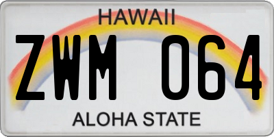 HI license plate ZWM064
