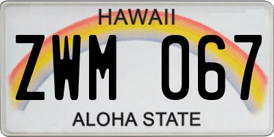 HI license plate ZWM067