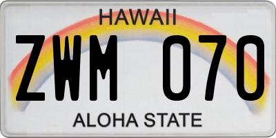 HI license plate ZWM070