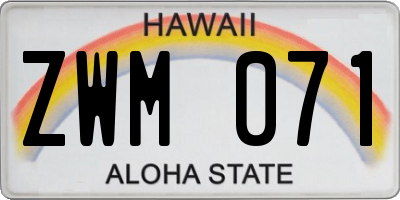 HI license plate ZWM071