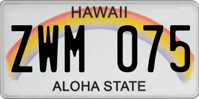 HI license plate ZWM075