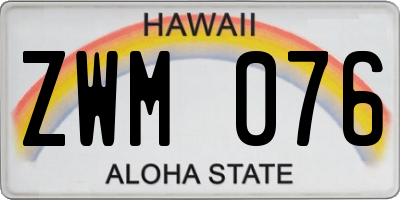 HI license plate ZWM076