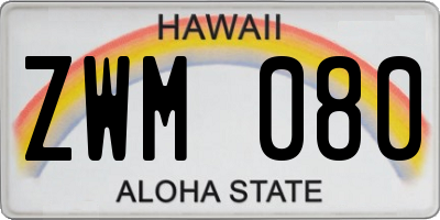 HI license plate ZWM080