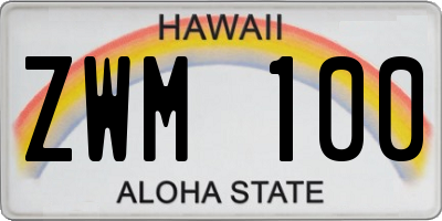 HI license plate ZWM100