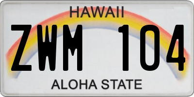 HI license plate ZWM104