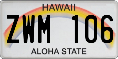 HI license plate ZWM106