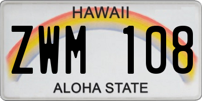 HI license plate ZWM108