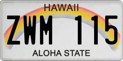 HI license plate ZWM115