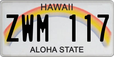 HI license plate ZWM117