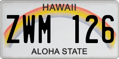 HI license plate ZWM126