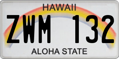 HI license plate ZWM132