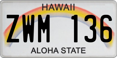HI license plate ZWM136