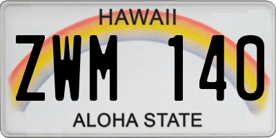 HI license plate ZWM140