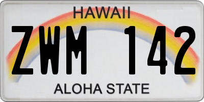 HI license plate ZWM142