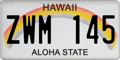 HI license plate ZWM145