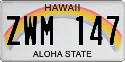 HI license plate ZWM147