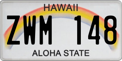 HI license plate ZWM148