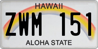 HI license plate ZWM151