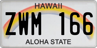 HI license plate ZWM166