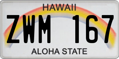 HI license plate ZWM167