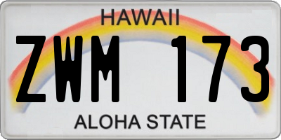 HI license plate ZWM173