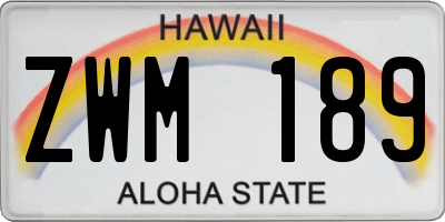 HI license plate ZWM189