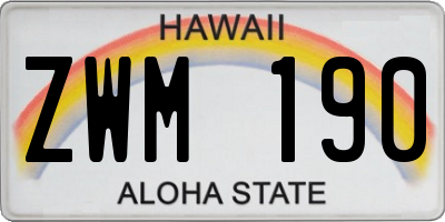 HI license plate ZWM190