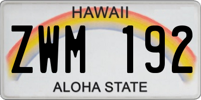 HI license plate ZWM192