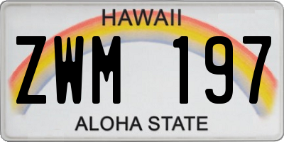 HI license plate ZWM197