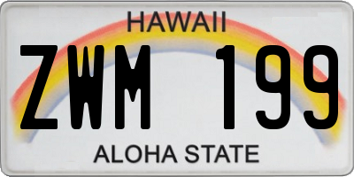 HI license plate ZWM199