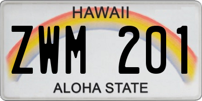 HI license plate ZWM201